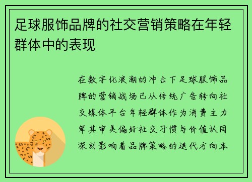 足球服饰品牌的社交营销策略在年轻群体中的表现